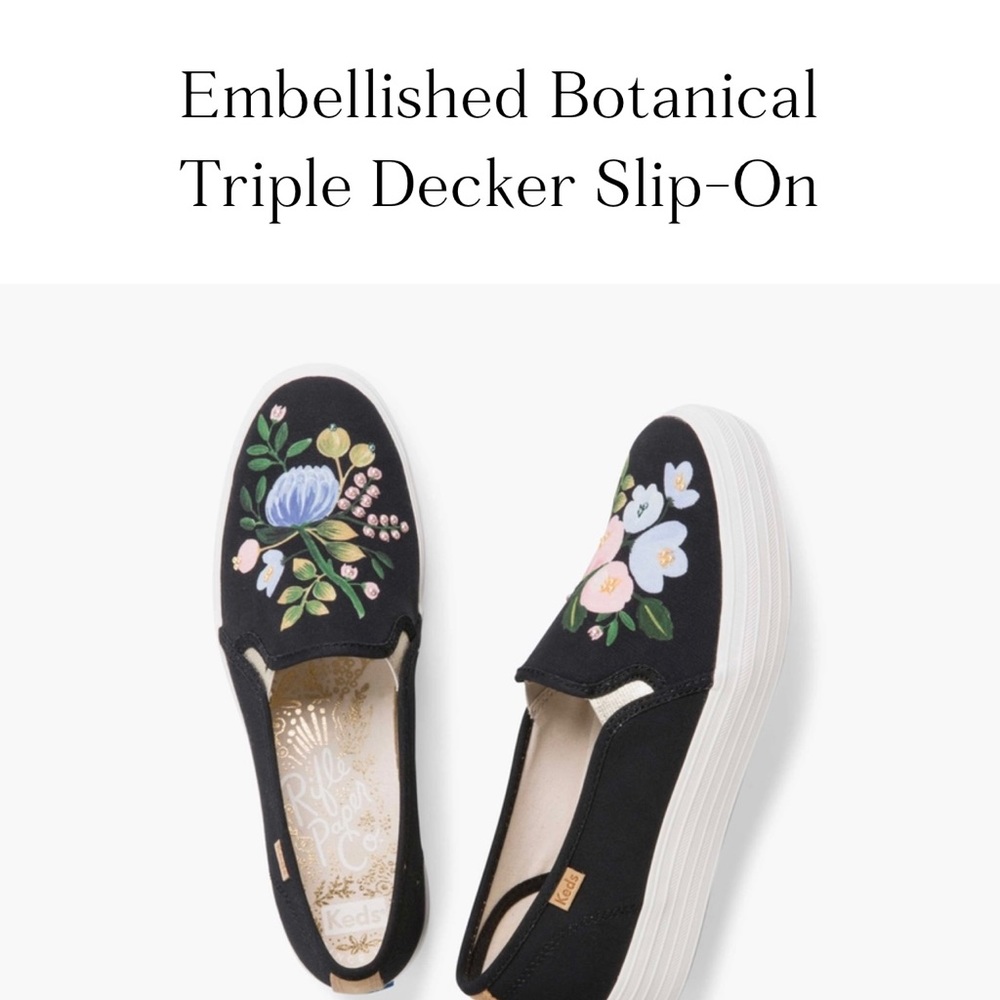 Keds x Rifle Paper Co triple decker embellished